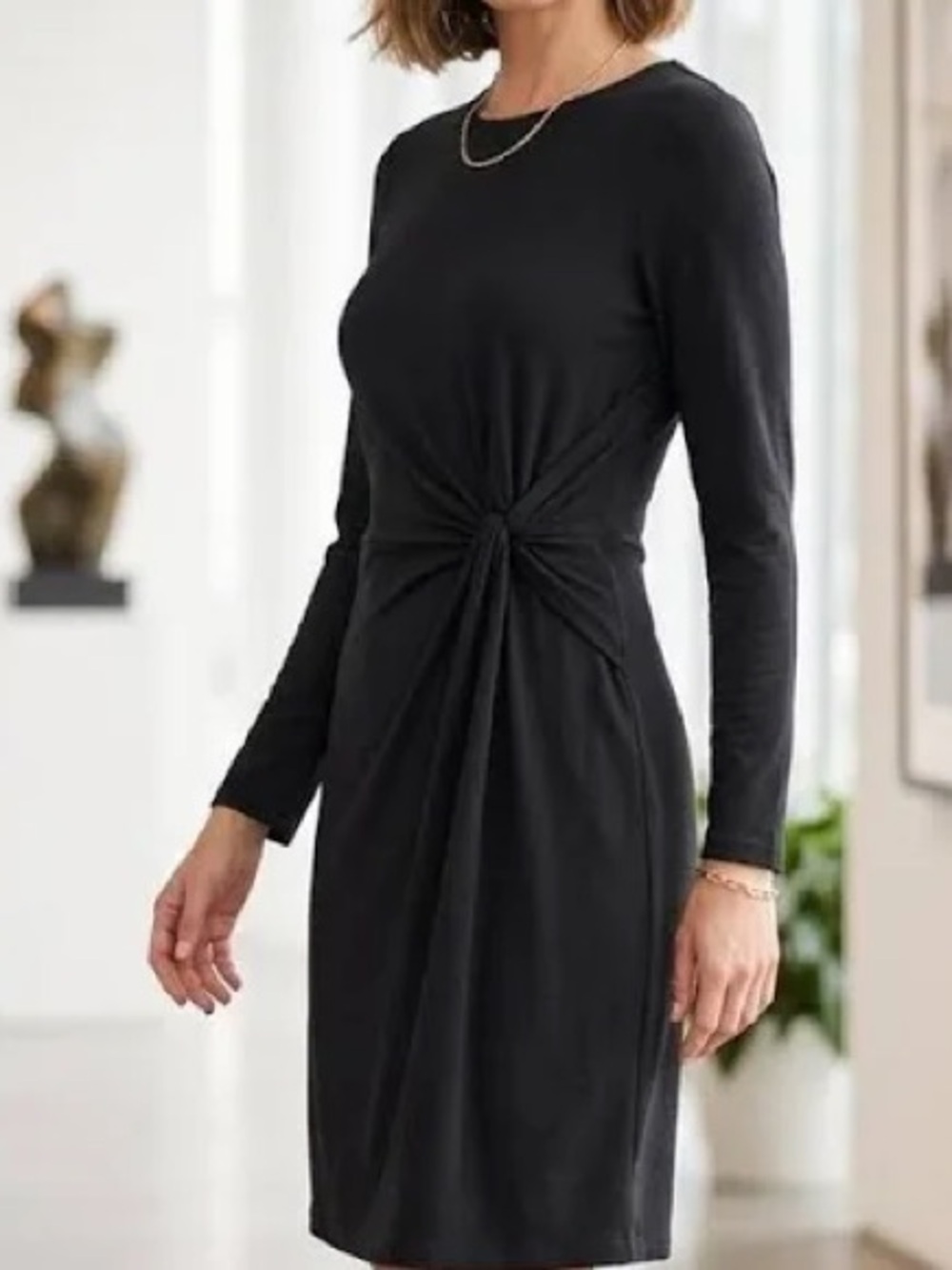 Lilly Pulitzer Lynn Knit Dress Women Large Black Excellent Twist Knot Sleeve